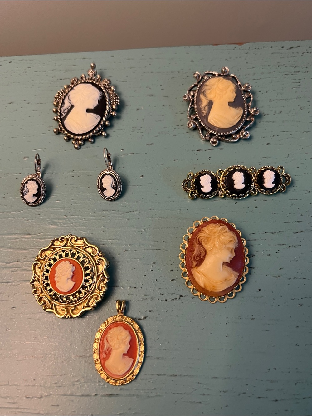 Vintage Classic Cameo Lot - Blues Black Corals and Cremes